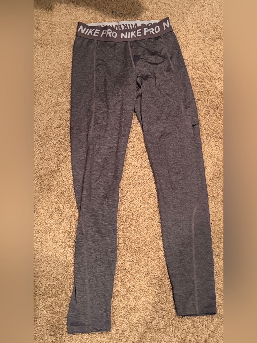 Nike Pro Gray Dri-FIT Performance Leggings with Branded Waistband